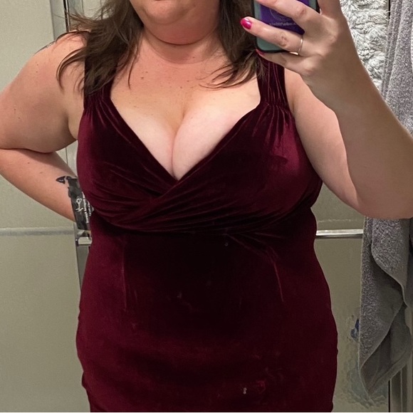 Rock Steady Wine velvet cocktail dress 3x - Picture 2 of 4